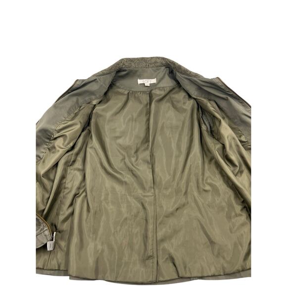 Ann Taylor LOFT Womens Green Y2K Crochet Lace Military Field Jacket Sz S - Picture 3 of 11